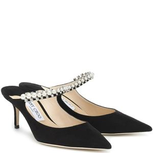 Jimmy Choo Bing pearl embellished suede mules